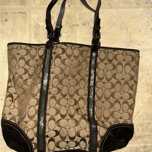 Coach Tan and Brown Signature Tote